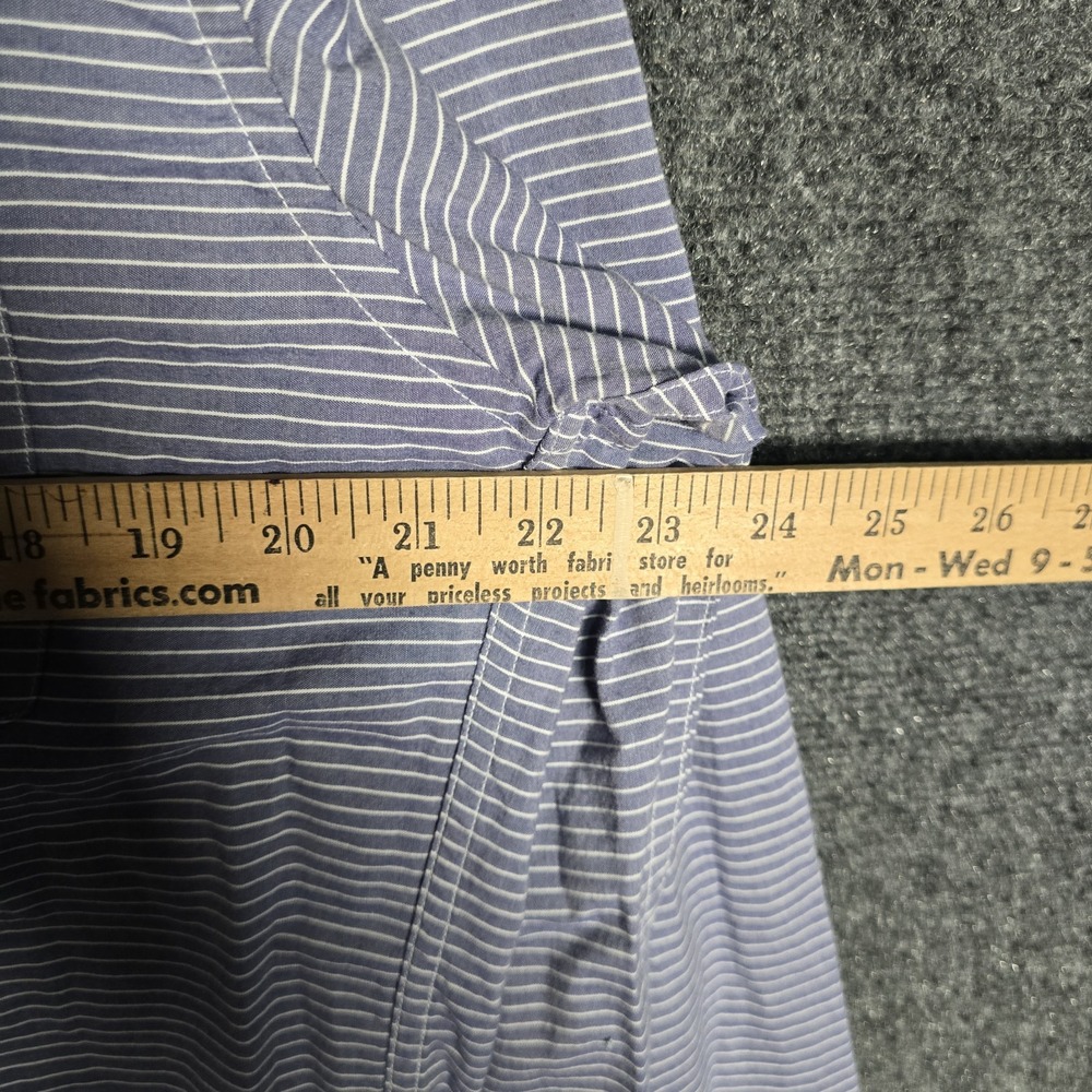 J Crew Oxford Shirt Men's Large Blue Horizontal Striped Button Down Woven Tailor - Picture 6 of 8